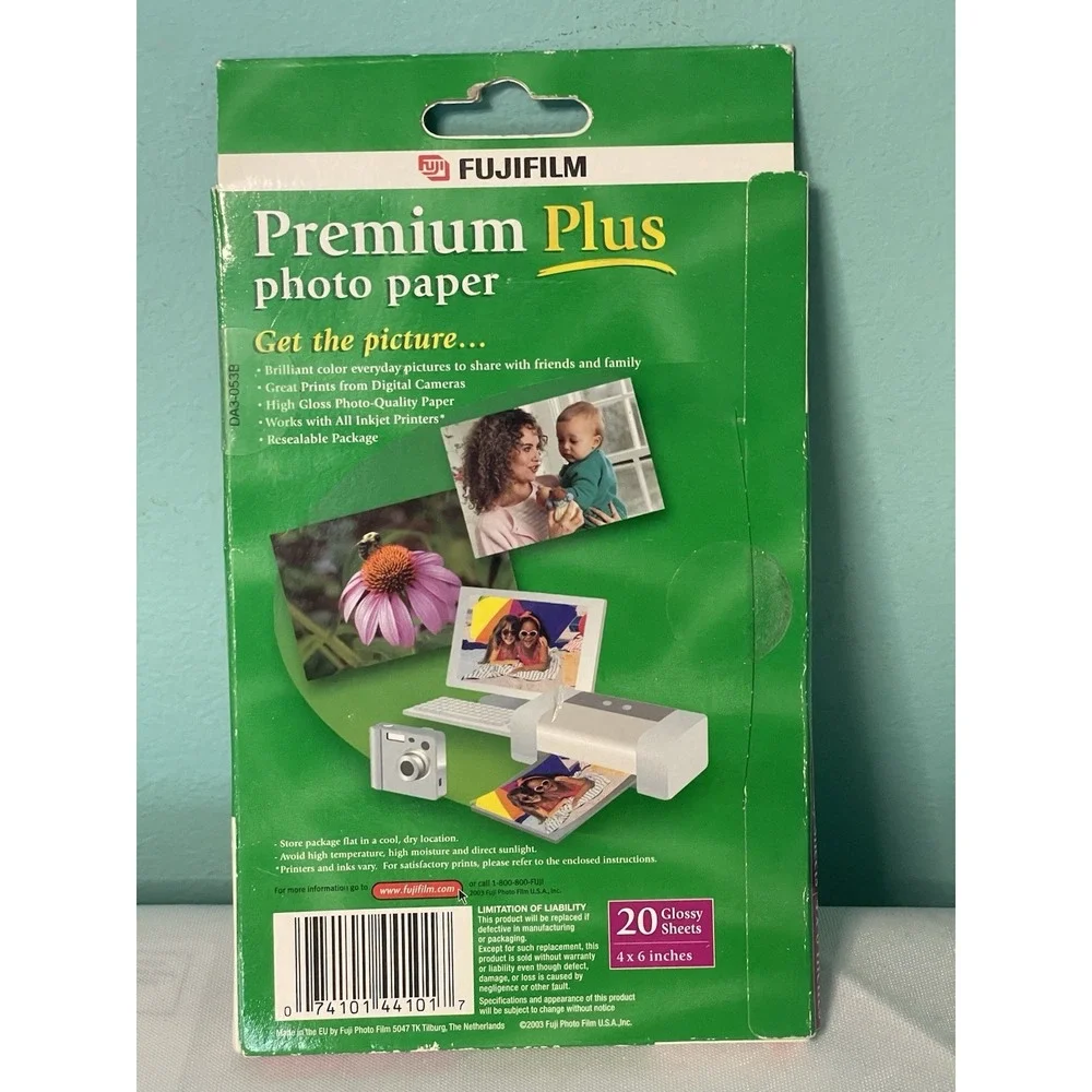 Fujifilm • Premium Plus Photo Paper 4x6 Glossy • 20 Sheet‎ Pack BinR